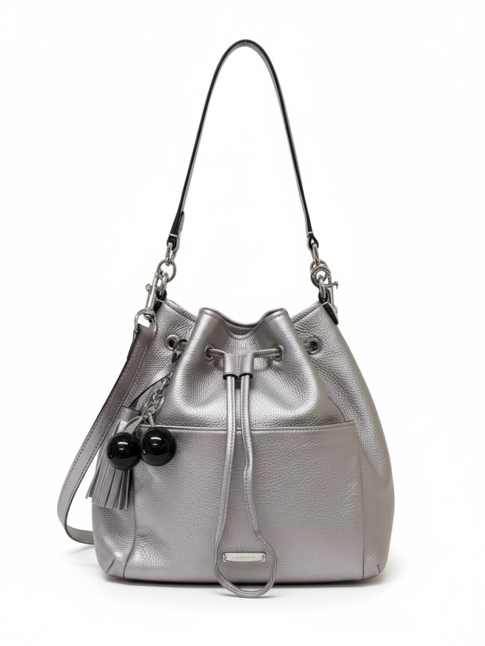 Coach Marrielle Metallic Silver Drawstring Bucket Bag